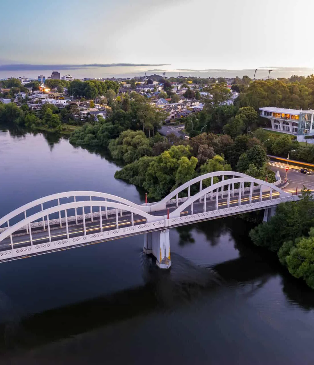 Hamilton and the Waikato River at sunset